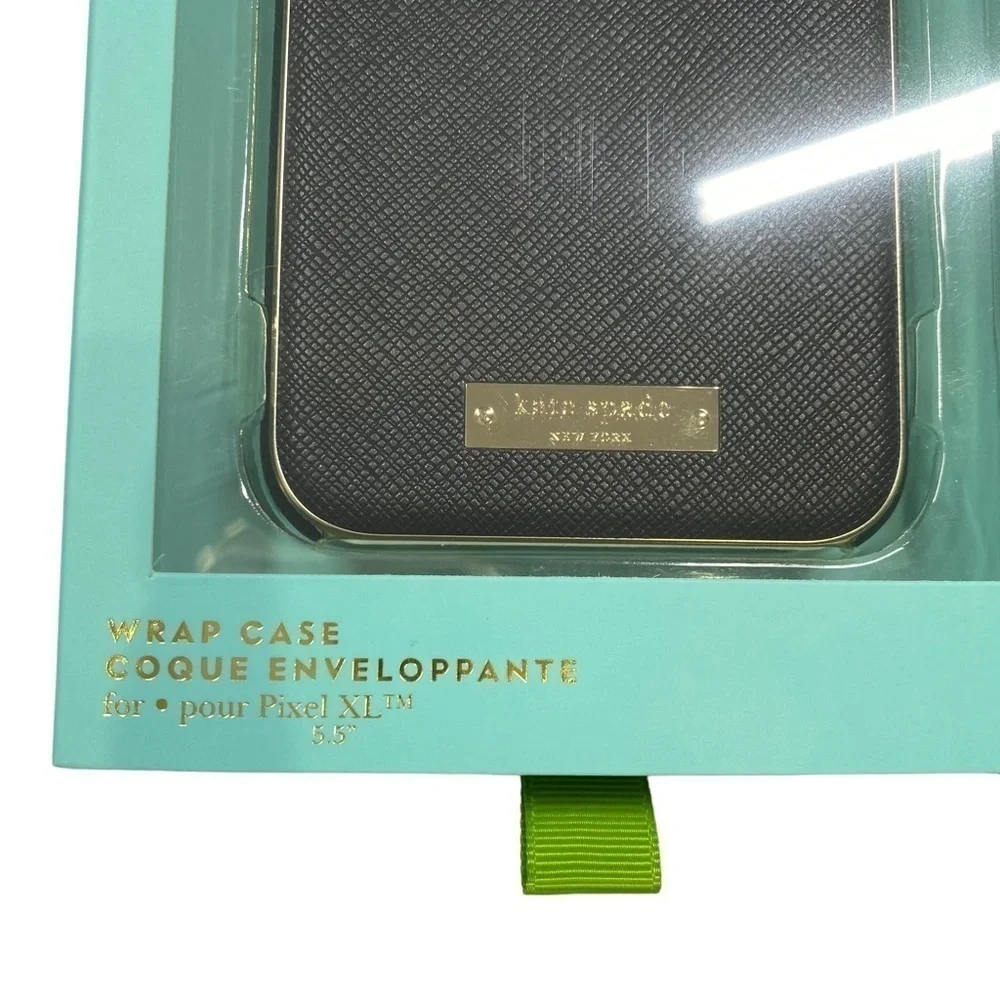 KATE SPADE Black Leather Pixel XL Wrap Case NEW